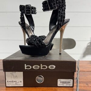 Bebe Black Embellished Heels